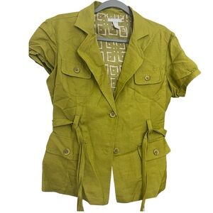 Anthropologie Olive Green Short-Sleeve Utility Blazer